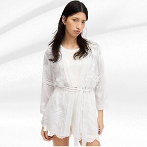 All Saints White Floral Lace Robe